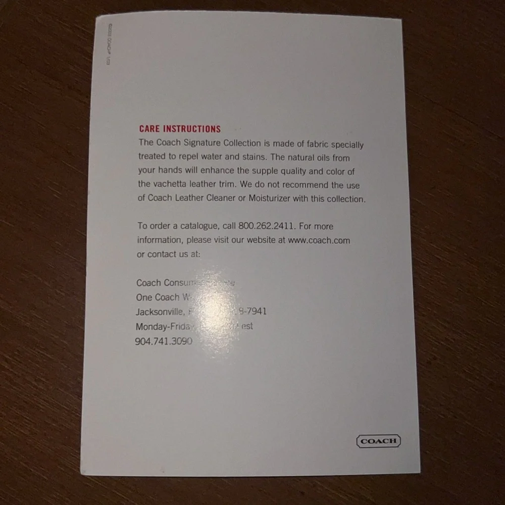 Coach Signature Collection Large Care Card - Picture 2 of 2